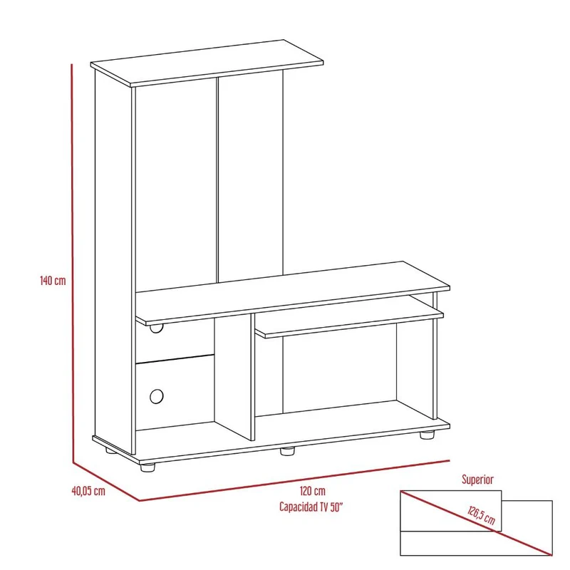Mesa para TV Monet, Wengue, con Capacidad para Televisor de 50 Pulgadas