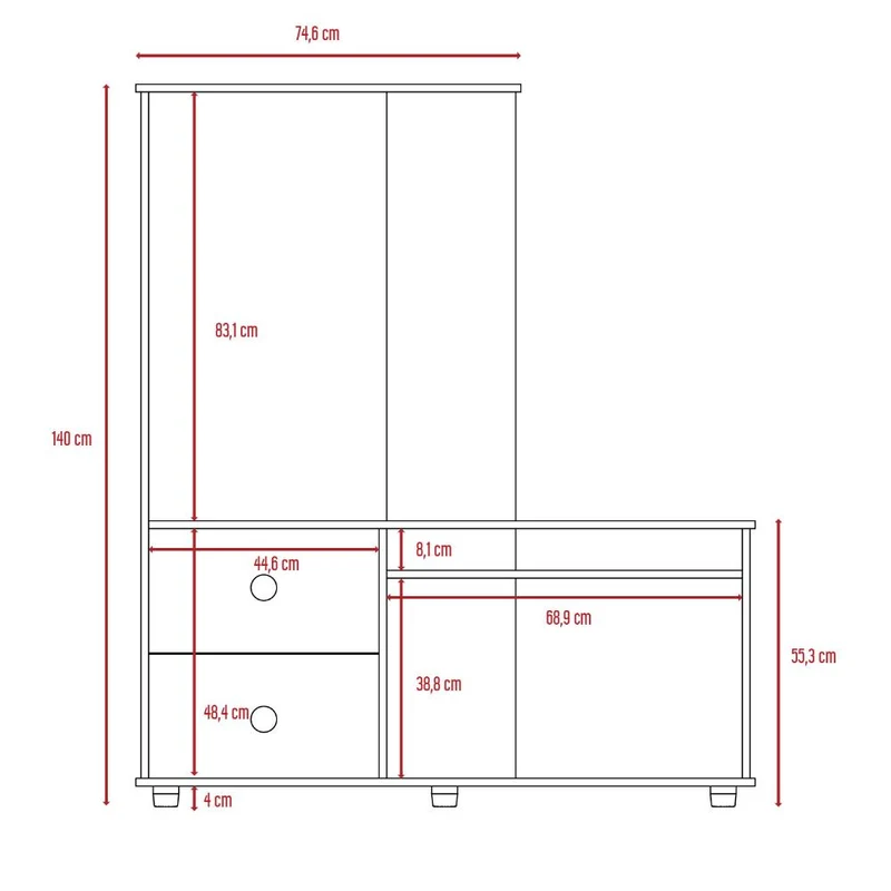 Mesa para TV Monet, Wengue, con Capacidad para Televisor de 50 Pulgadas