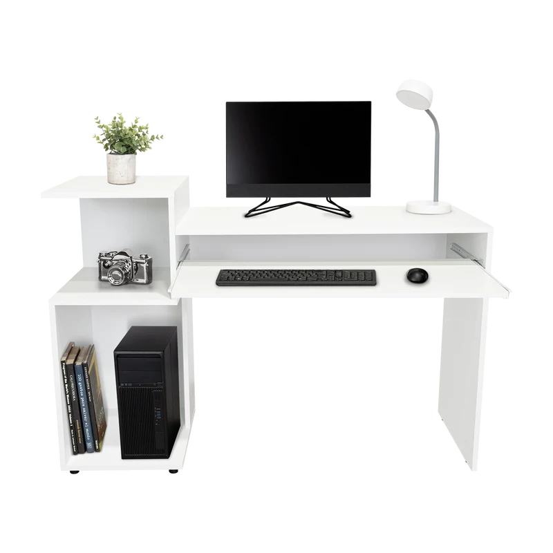 Combo para Oficina Izan, Blanco, Incluye Escritorio y Biblioteca