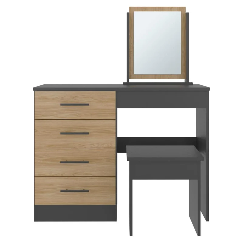 Mueble Tocador Wesley, Wengue y Fresno Europeo, con Cuatro Cajones para Ubicar Maquillaje
