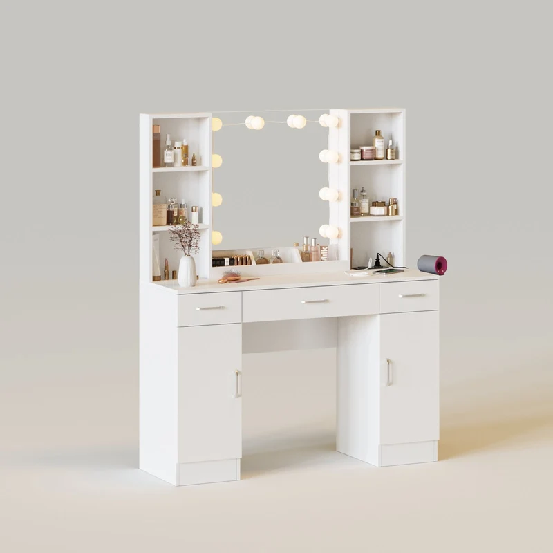 45.2in Makeup Vanity Table with Lighted Mirror