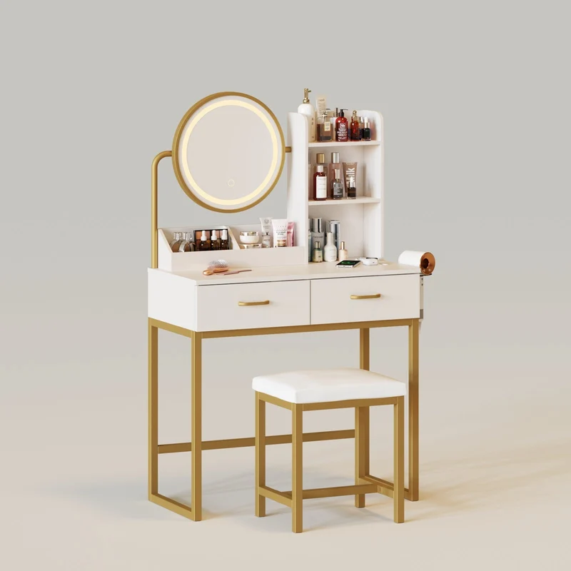 Small Makeup Vanity Set With Lighted Mirror