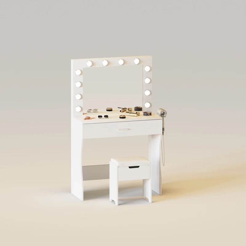 Makeup Vanity Table Set with Lighted Mirror