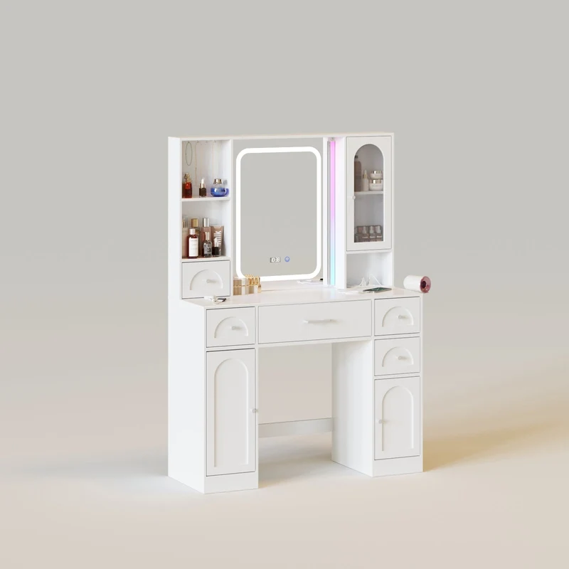 41in Makeup Vanity with RGB Lights, Power Strip