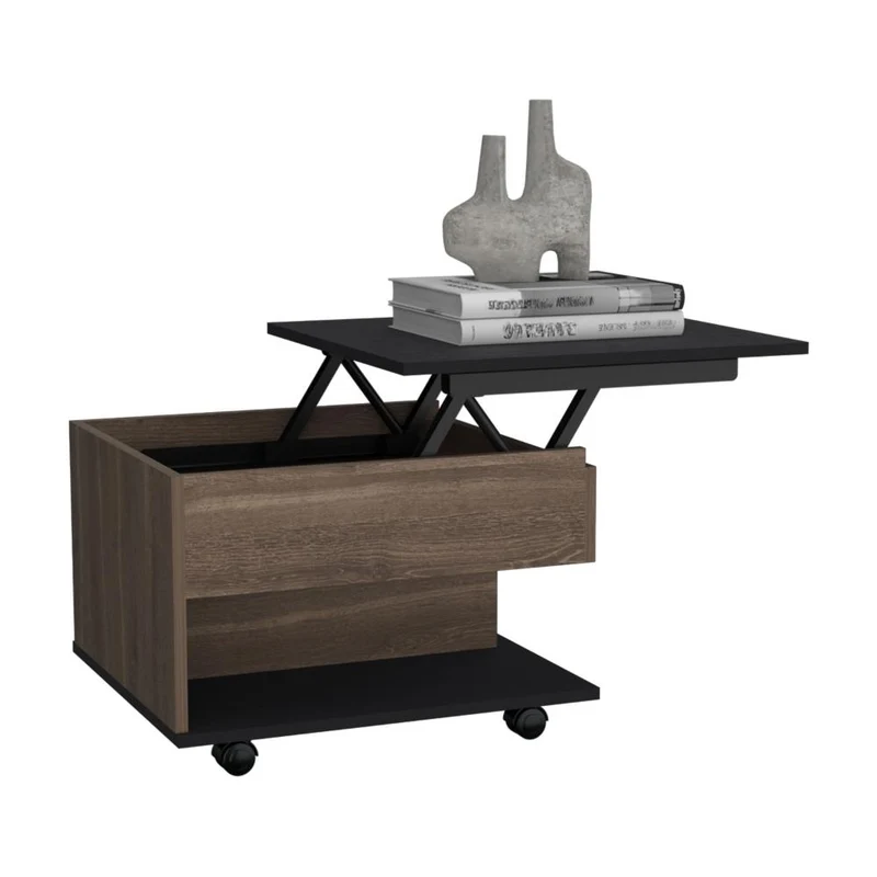 Mesa de Centro Salento, Milán y Wengue, con un Cajón Interno Multiusos