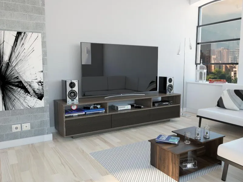 Mesa para TV Tonny, Avellana y Wengue, para Televisor de 90 Pulgadas