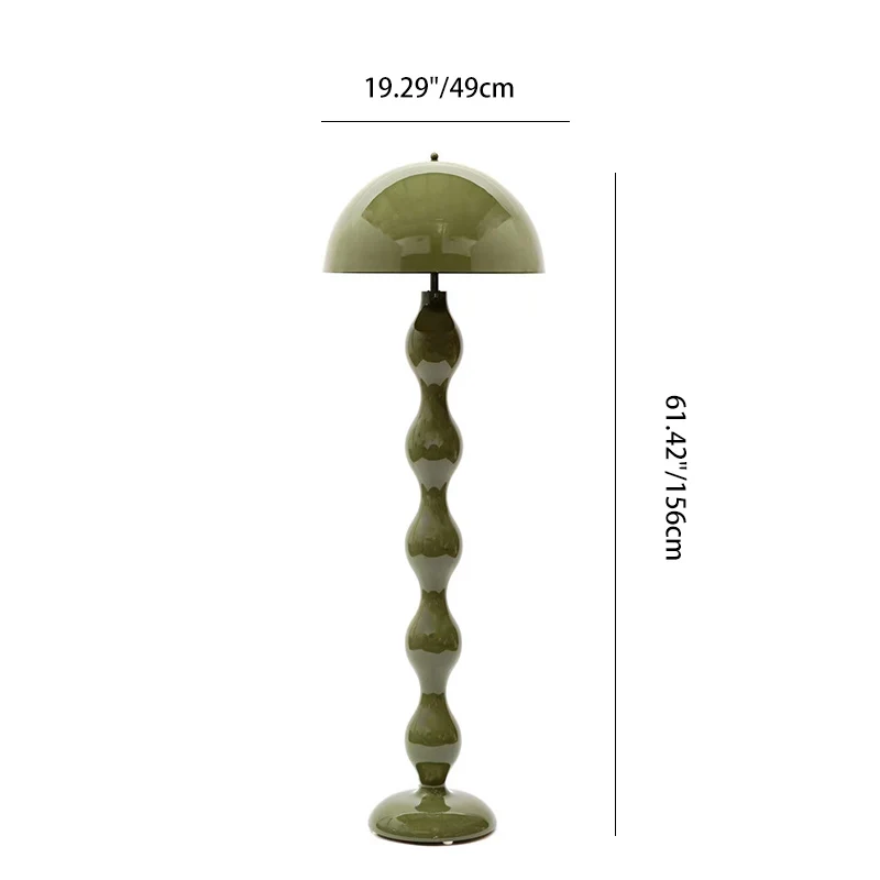 Contemporary Scandinavian Cream Mushroom Semi-circle Iron 1-Light Standing Floor Lamp For Living Room