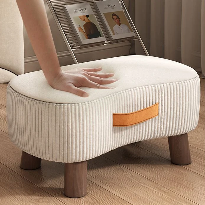 Contemporary Nordic Cuboid Portable Synthetic Fabric Pine Footstool Backless Armless For Living Room
