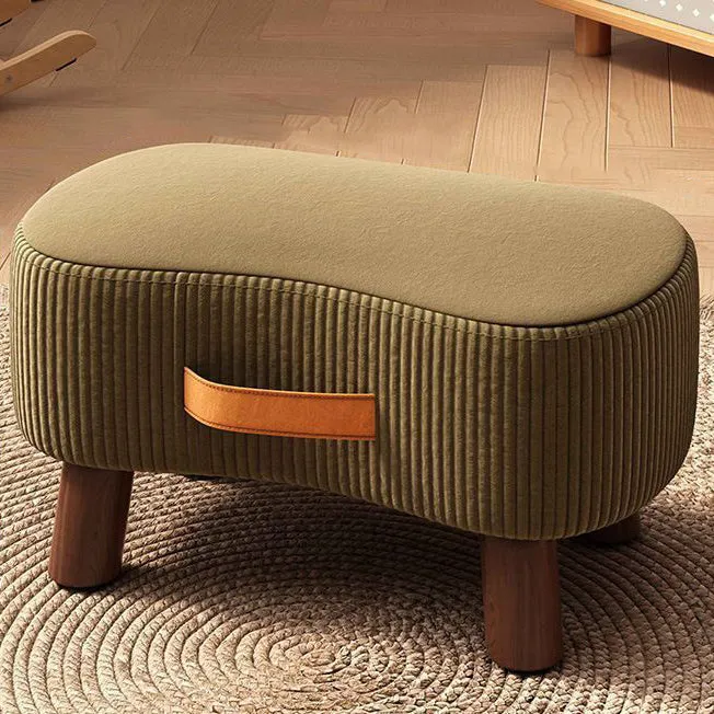 Contemporary Nordic Cuboid Portable Synthetic Fabric Pine Footstool Backless Armless For Living Room