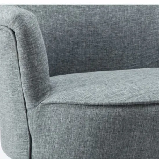 Contemporary Scandinavian Round Solid Wood Cotton Hemp Accent Chair Backrest Armrest For Living Room