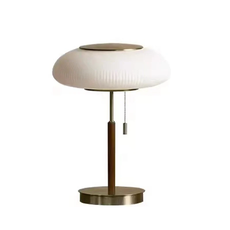 Traditional Luxury Round Metal Glass LED Table Lamp For Bedroom
