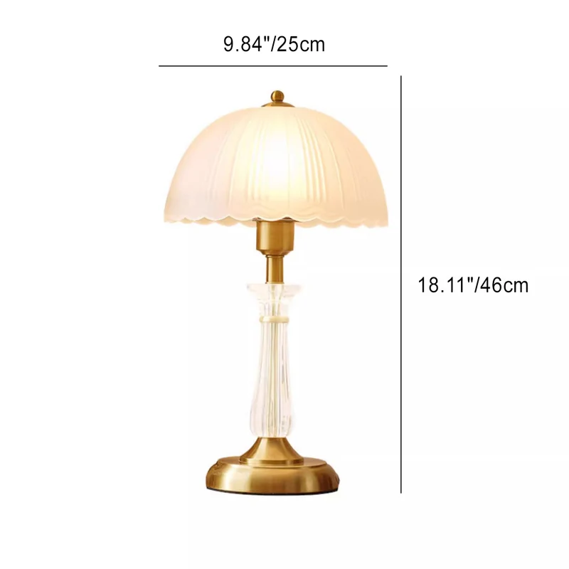 Traditional European Round Domed Lace Full Copper Acrylic 1-Light Table Lamp For Bedroom