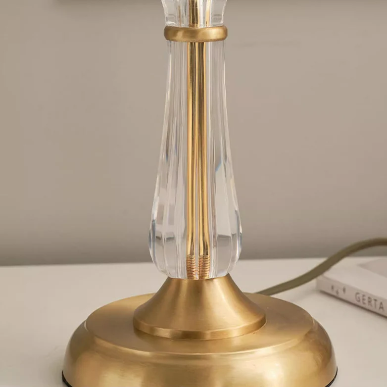 Traditional European Round Domed Lace Full Copper Acrylic 1-Light Table Lamp For Bedroom