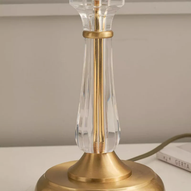 Traditional European Round Domed Lace Full Copper Acrylic 1-Light Table Lamp For Bedroom