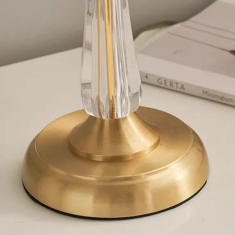 Traditional European Round Domed Lace Full Copper Acrylic 1-Light Table Lamp For Bedroom