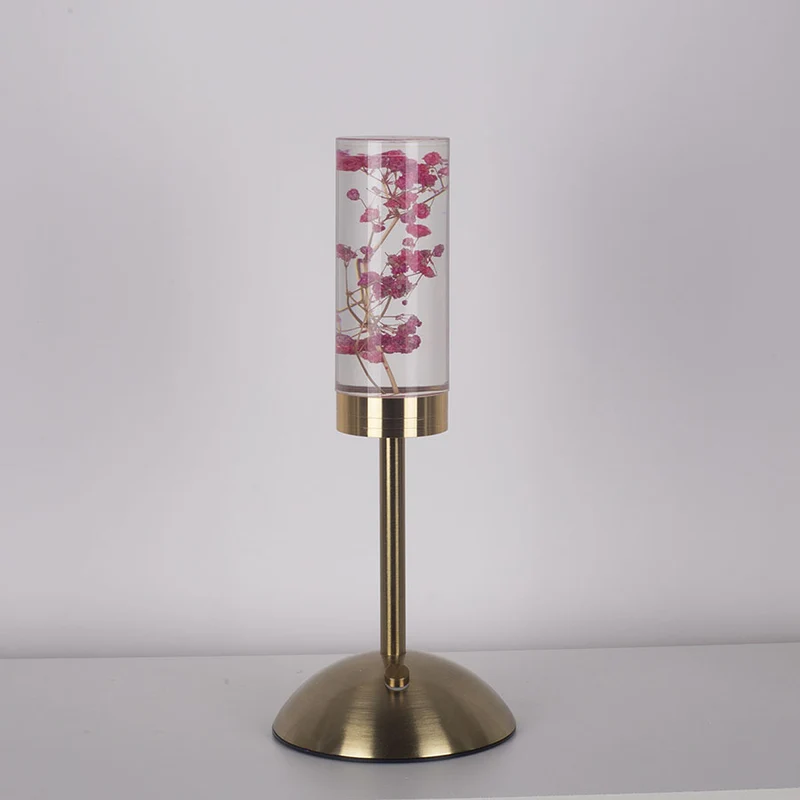 Contemporary Creative USB Rechargeable Eternal Flower Daisy Dandelion Cylinder Iron Acrylic LED Table Lamp Night Light For Bedside