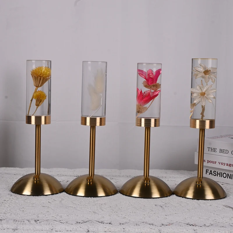 Contemporary Creative USB Rechargeable Eternal Flower Daisy Dandelion Cylinder Iron Acrylic LED Table Lamp Night Light For Bedside