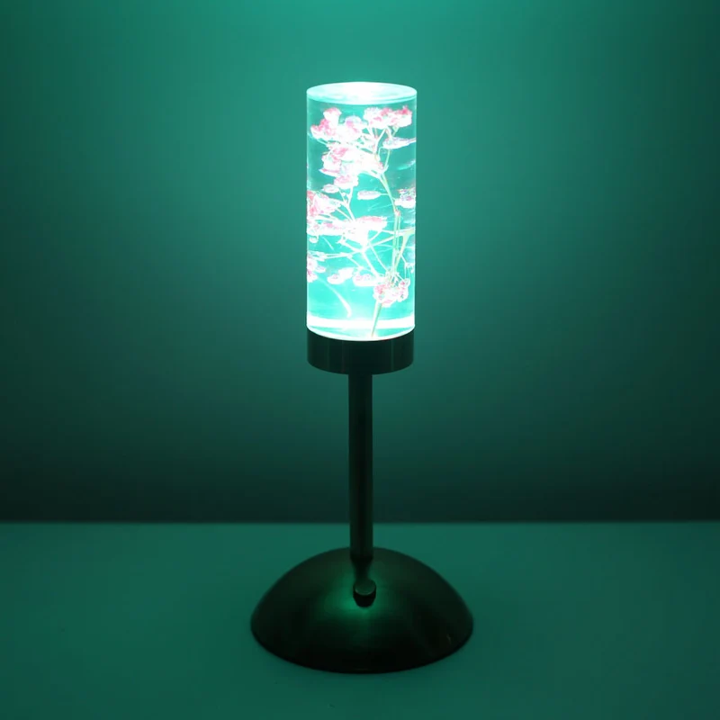 Contemporary Creative USB Rechargeable Eternal Flower Daisy Dandelion Cylinder Iron Acrylic LED Table Lamp Night Light For Bedside