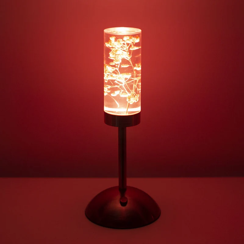 Contemporary Creative USB Rechargeable Eternal Flower Daisy Dandelion Cylinder Iron Acrylic LED Table Lamp Night Light For Bedside