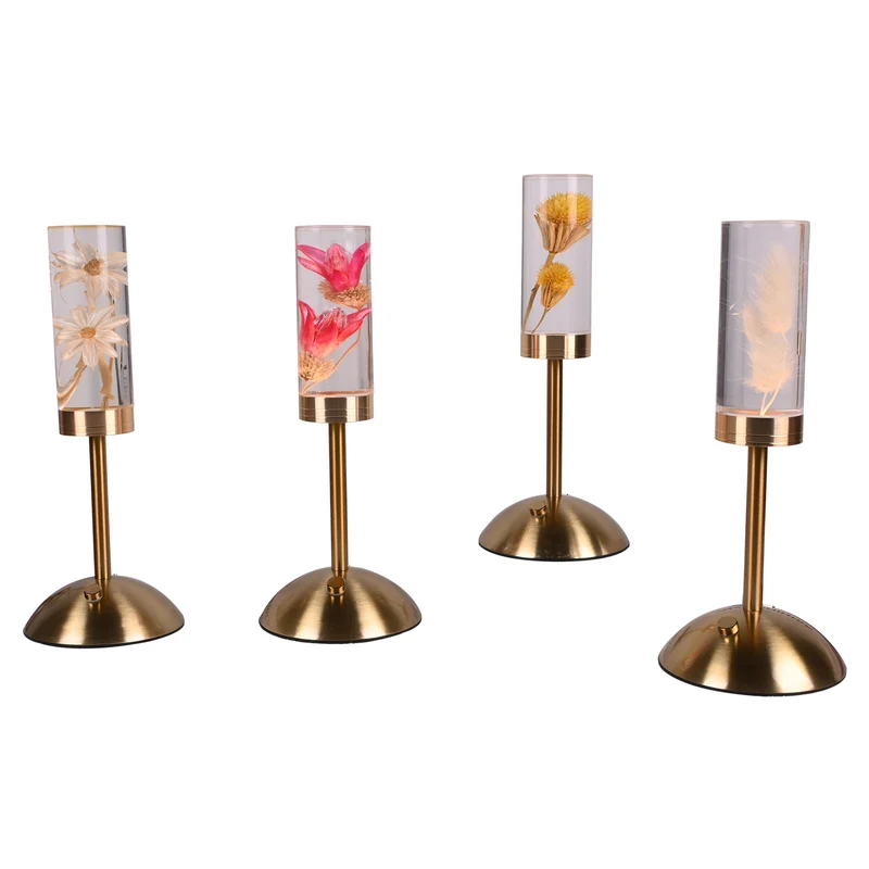 Contemporary Creative USB Rechargeable Eternal Flower Daisy Dandelion Cylinder Iron Acrylic LED Table Lamp Night Light For Bedside