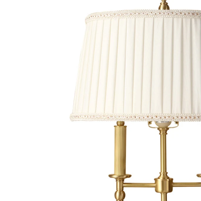 Traditional French Frustum Cone Copper Fabric 1-Light Table Lamp For Bedroom