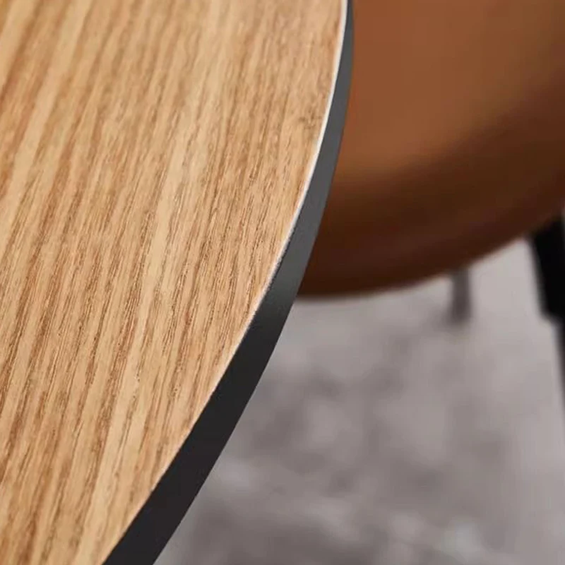 Modern Minimalist Round Cylinder Wood Metal End Table 1-Tier For Living Room