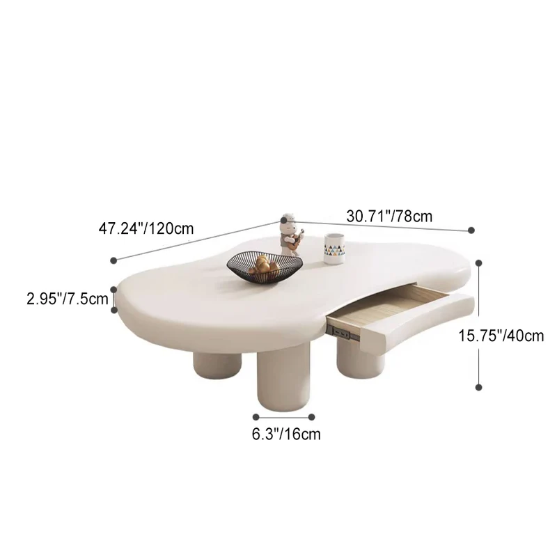 Modern Minimalist Clouds Irregular Fluid Manufactured Panel Stainless Steel End Table 1-Tier For Living Room