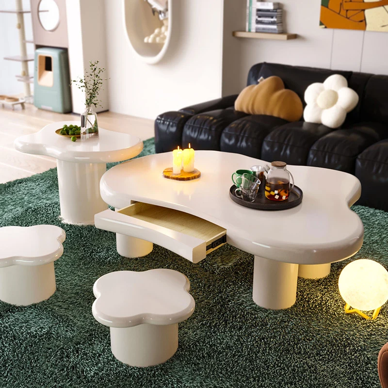 Modern Minimalist Clouds Irregular Fluid Manufactured Panel Stainless Steel End Table 1-Tier For Living Room