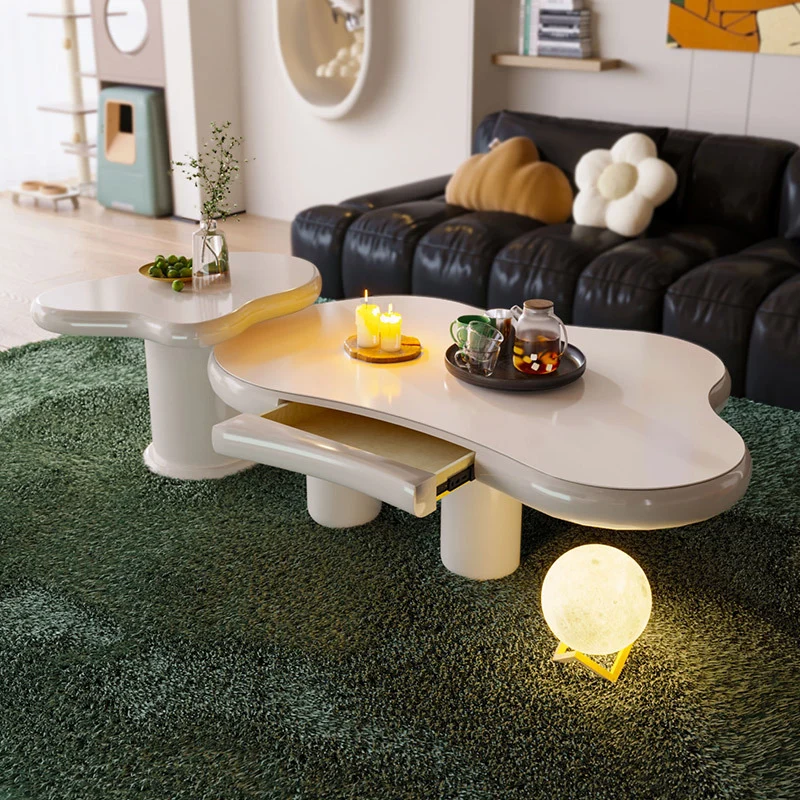 Modern Minimalist Clouds Irregular Fluid Manufactured Panel Stainless Steel End Table 1-Tier For Living Room