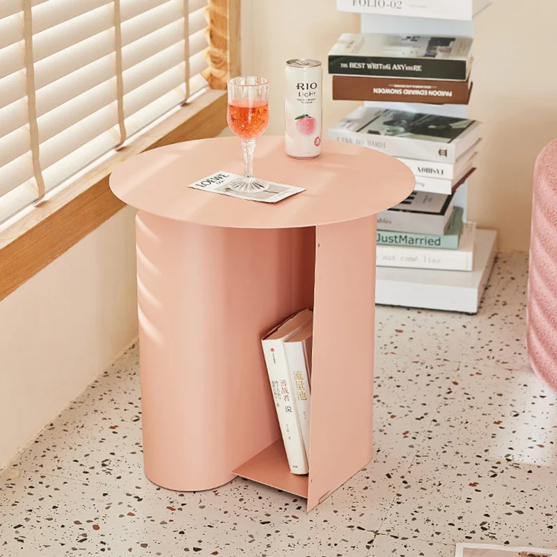 Contemporary Scandinavian Round Open Curve Iron End Table 1-Tier For Living Room