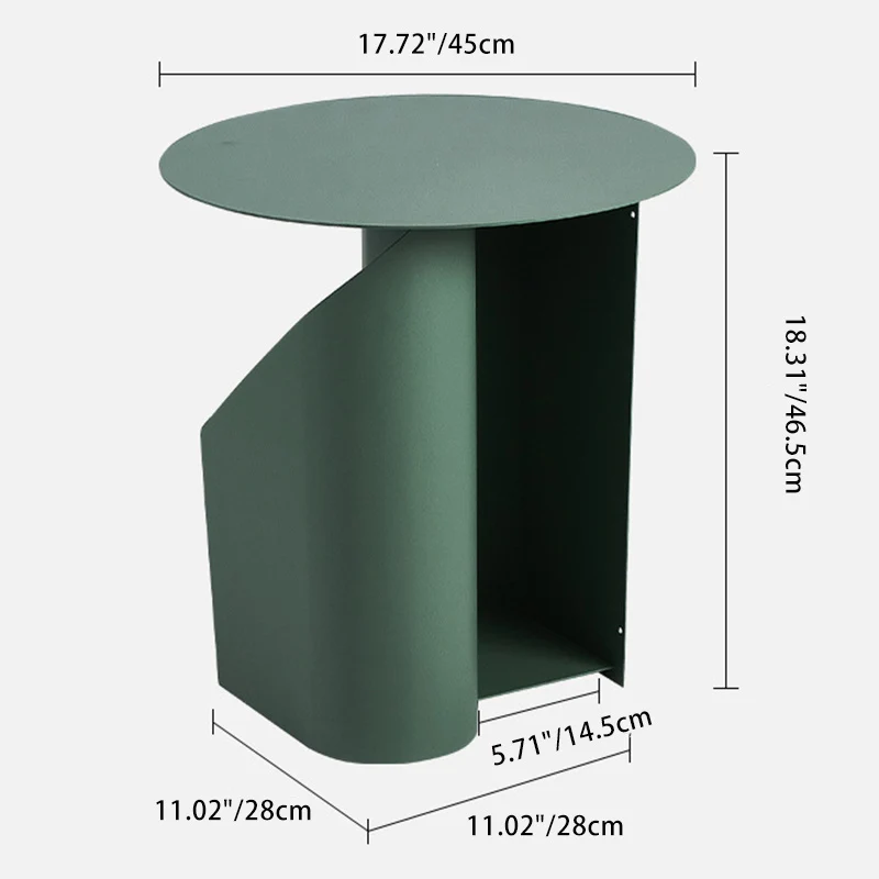 Contemporary Scandinavian Round Open Curve Iron End Table 1-Tier For Living Room