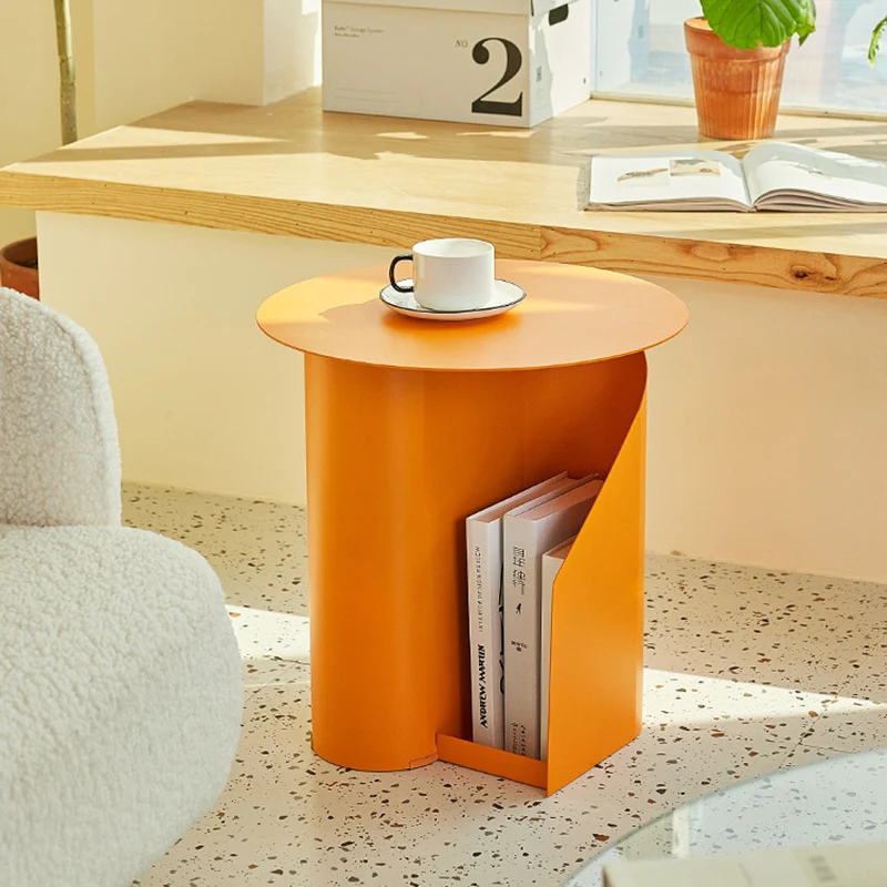 Contemporary Scandinavian Round Open Curve Iron End Table 1-Tier For Living Room