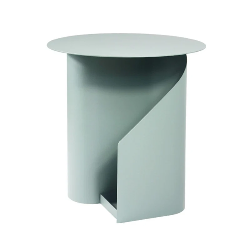 Contemporary Scandinavian Round Open Curve Iron End Table 1-Tier For Living Room