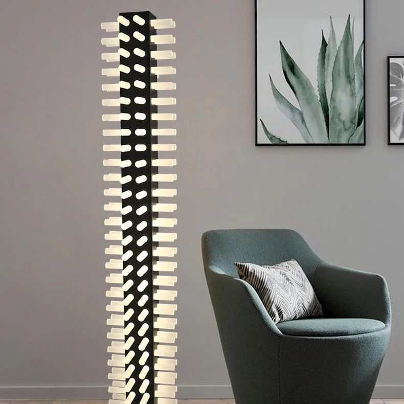 Contemporary Scandinavian Square Iron Acrylic LED Standing Floor Lamp For Living Room