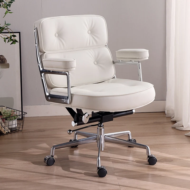 Modern Minimalist Swivel Liftable Square Rectangular Aluminum Alloy Microfiber Leather PU Leather Desk Chair Backrest Armrest For Home Office