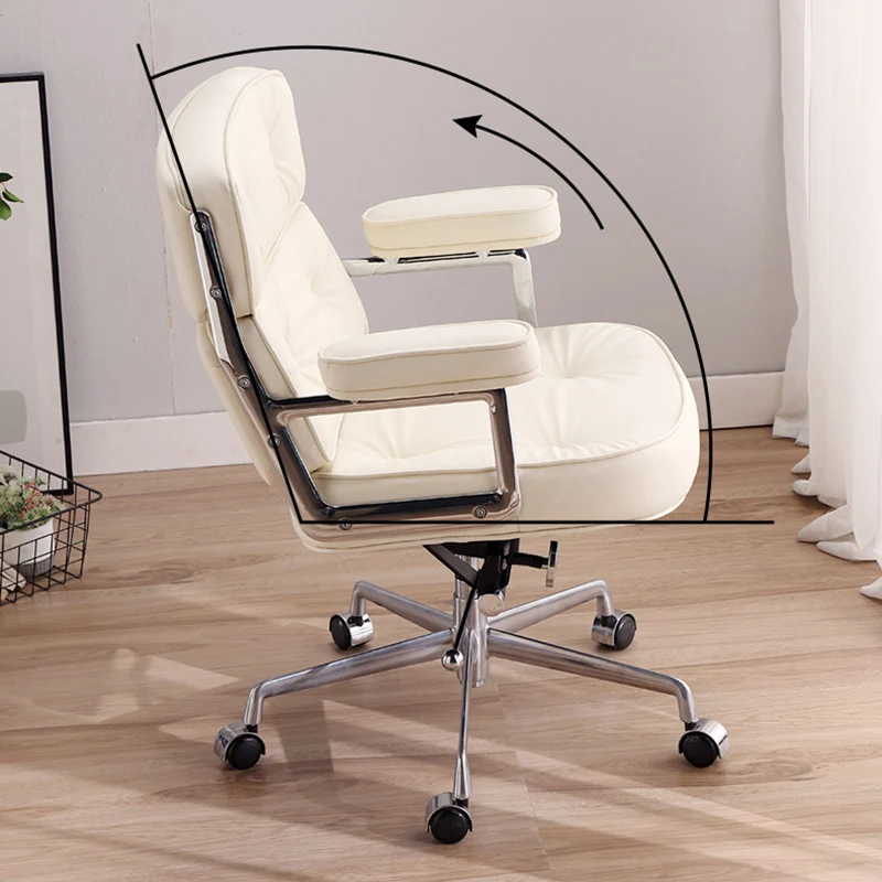 Modern Minimalist Swivel Liftable Square Rectangular Aluminum Alloy Microfiber Leather PU Leather Desk Chair Backrest Armrest For Home Office