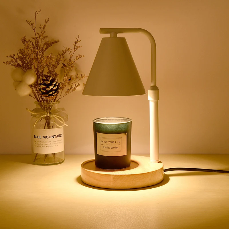 Contemporary Creative Cone Wood Iron 1-Light Melting Wax Table Lamp For Living Room