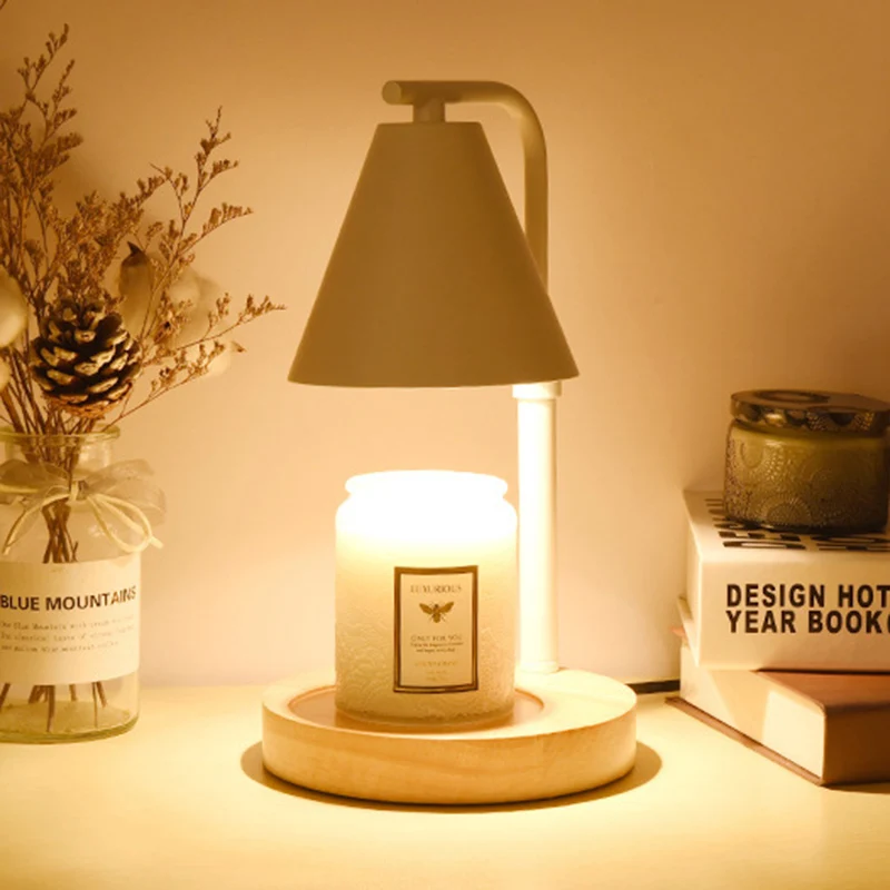 Contemporary Creative Cone Wood Iron 1-Light Melting Wax Table Lamp For Living Room