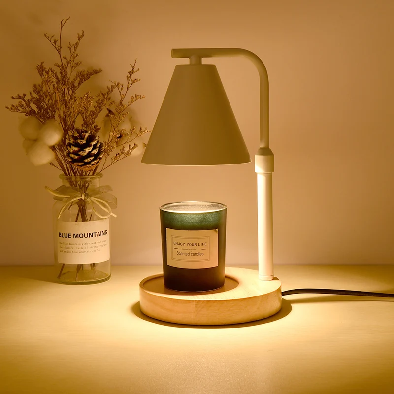 Contemporary Creative Cone Wood Iron 1-Light Melting Wax Table Lamp For Living Room