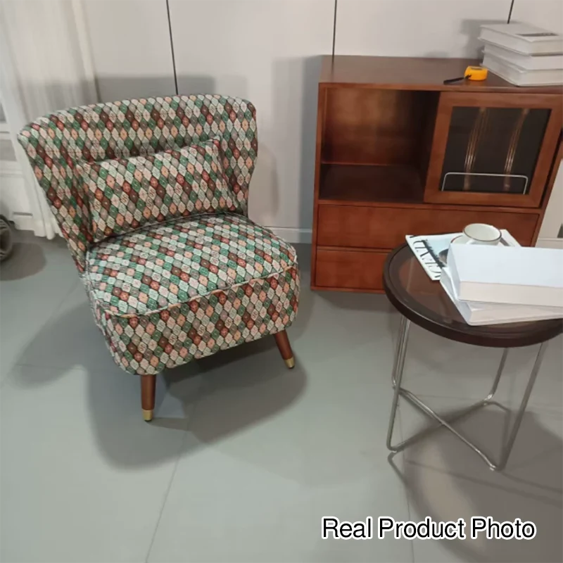 Traditional Vintage Square High Density Foam Cotton Linen Rubberwood Accent Chair Backrest For Living Room