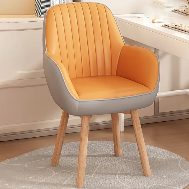 Modern Minimalist Trapezoidal Square Velvet Synthetic Fabric Wood Vanity Stool Backrest Arm For Bedroom
