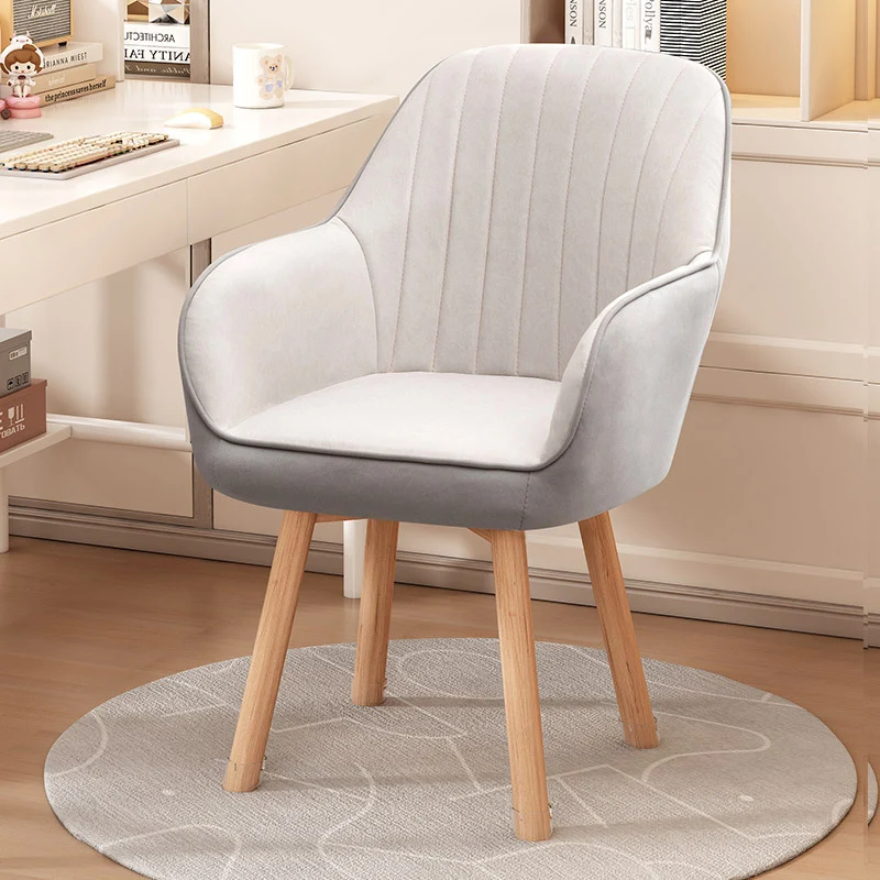 Modern Minimalist Trapezoidal Square Velvet Synthetic Fabric Wood Vanity Stool Backrest Arm For Bedroom