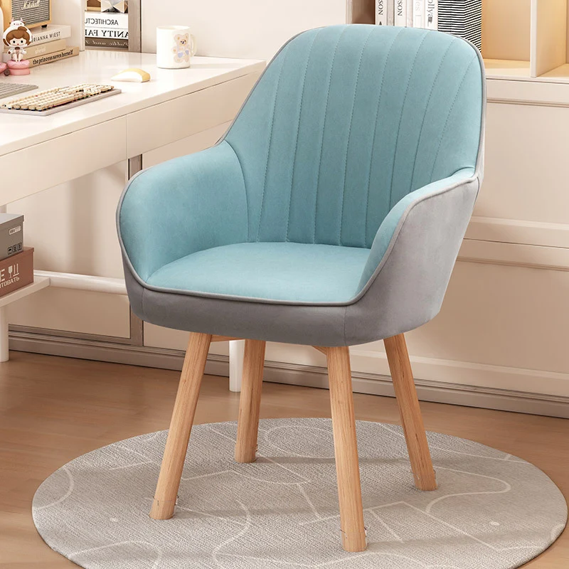 Modern Minimalist Trapezoidal Square Velvet Synthetic Fabric Wood Vanity Stool Backrest Arm For Bedroom