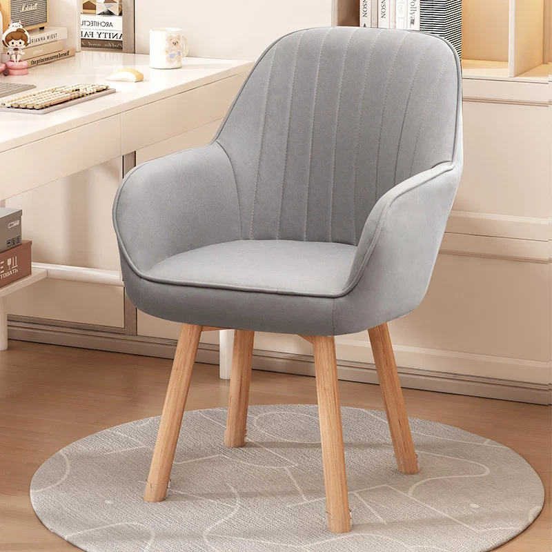 Modern Minimalist Trapezoidal Square Velvet Synthetic Fabric Wood Vanity Stool Backrest Arm For Bedroom