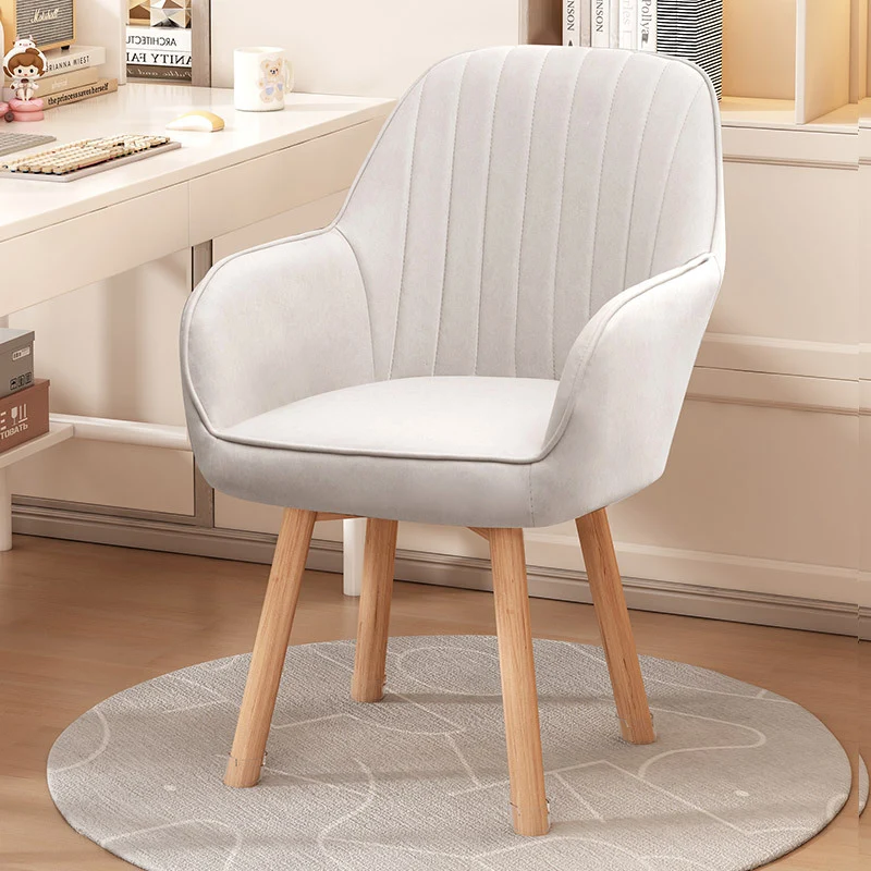 Modern Minimalist Trapezoidal Square Velvet Synthetic Fabric Wood Vanity Stool Backrest Arm For Bedroom