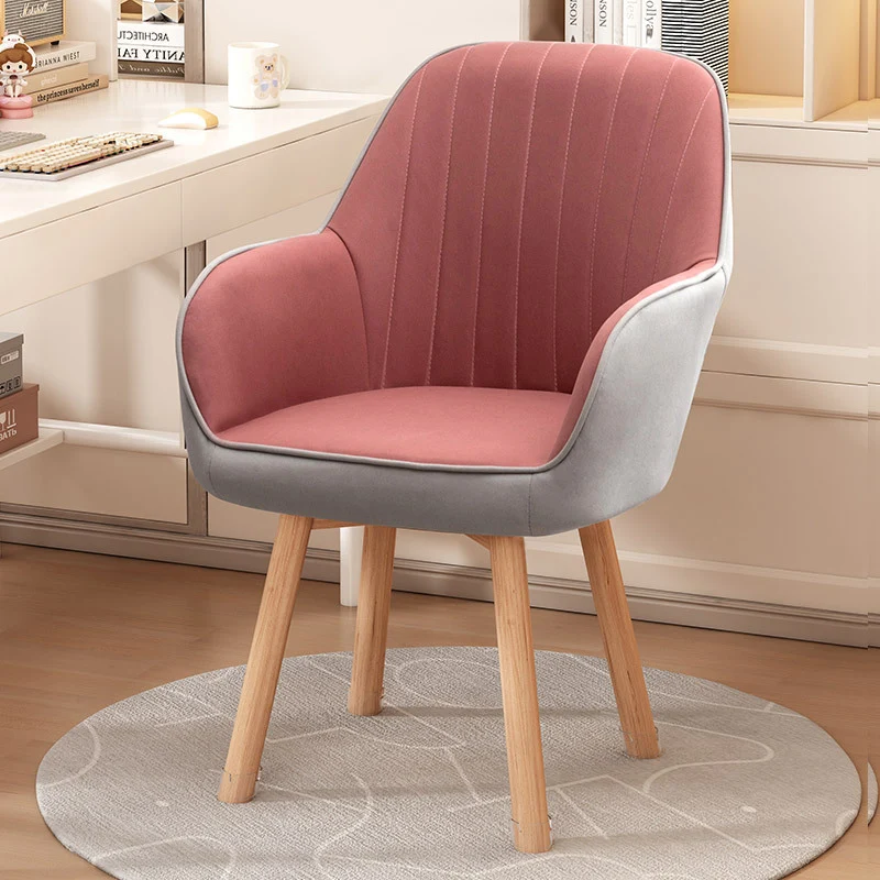 Modern Minimalist Trapezoidal Square Velvet Synthetic Fabric Wood Vanity Stool Backrest Arm For Bedroom