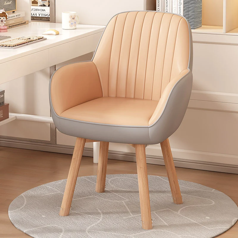 Modern Minimalist Trapezoidal Square Velvet Synthetic Fabric Wood Vanity Stool Backrest Arm For Bedroom