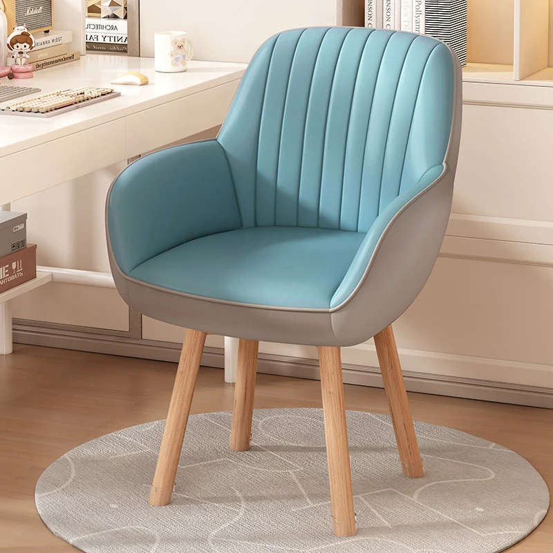 Modern Minimalist Trapezoidal Square Velvet Synthetic Fabric Wood Vanity Stool Backrest Arm For Bedroom