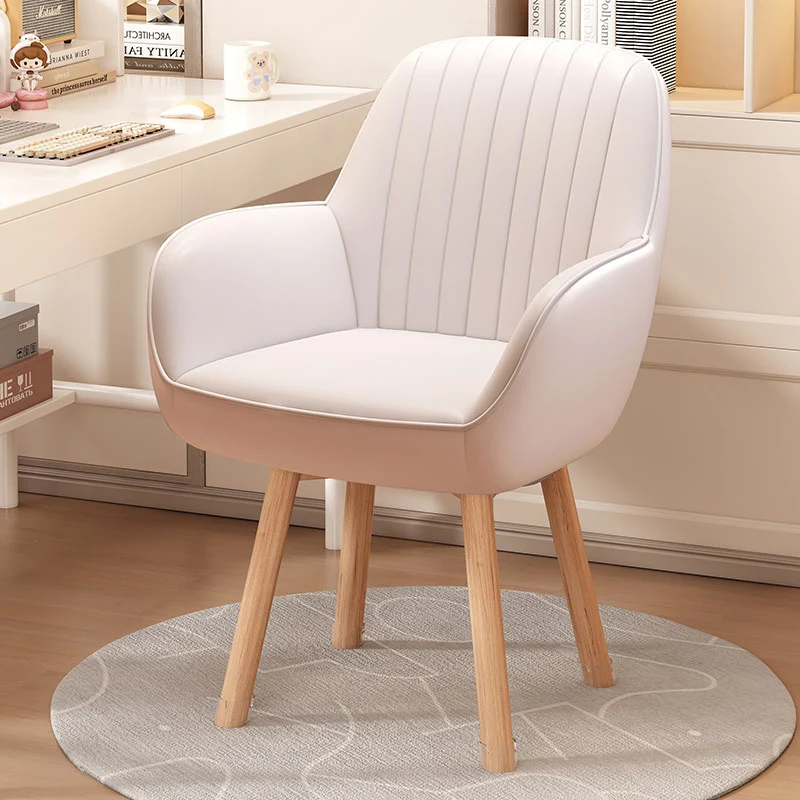 Modern Minimalist Trapezoidal Square Velvet Synthetic Fabric Wood Vanity Stool Backrest Arm For Bedroom