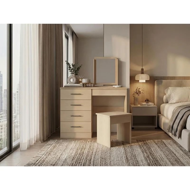 Mueble Tocador Wesley, Cartagena y Blanco, Espacio para Ubicar Maquillaje